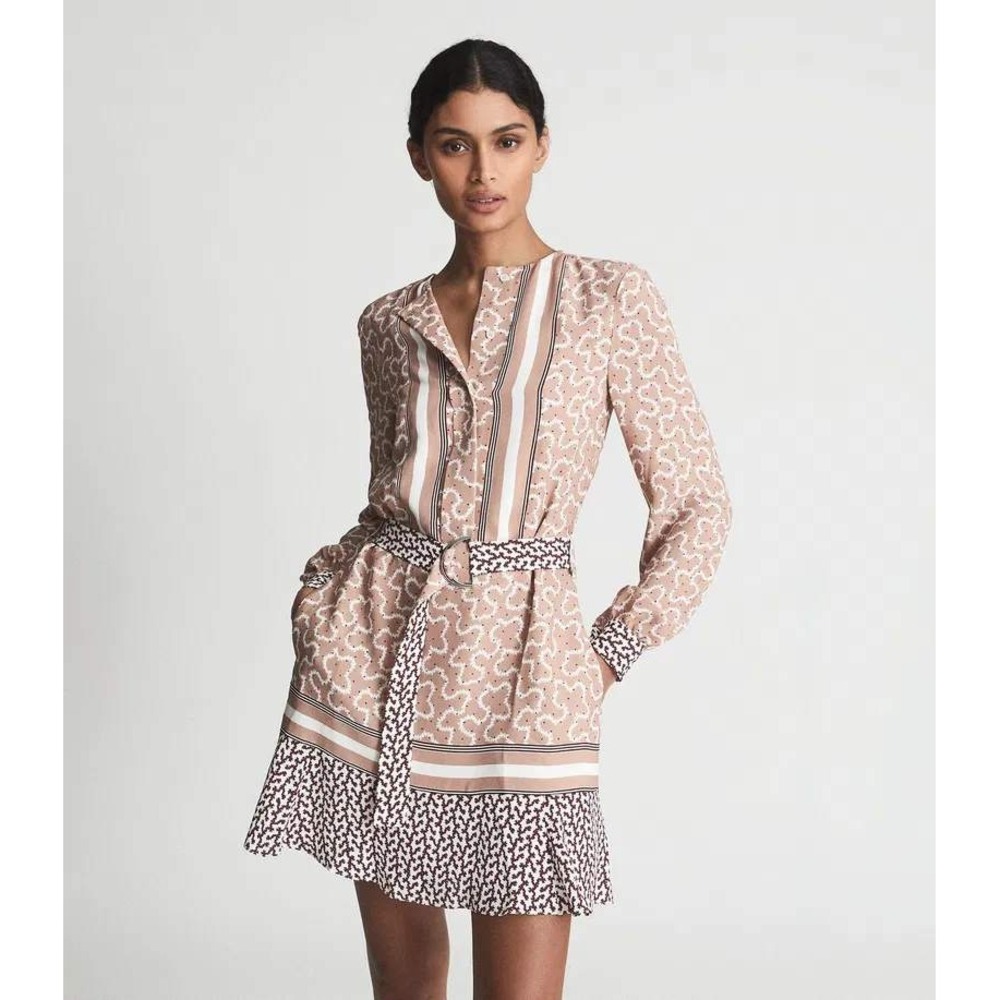 Reiss Georgie Printed Belted Mini Dress Sz 2